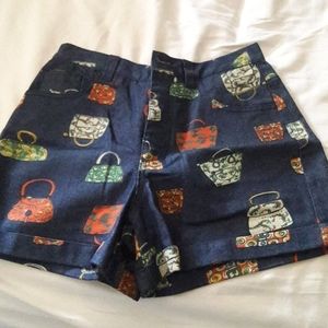 Tatyana denim high waist shorts purse print